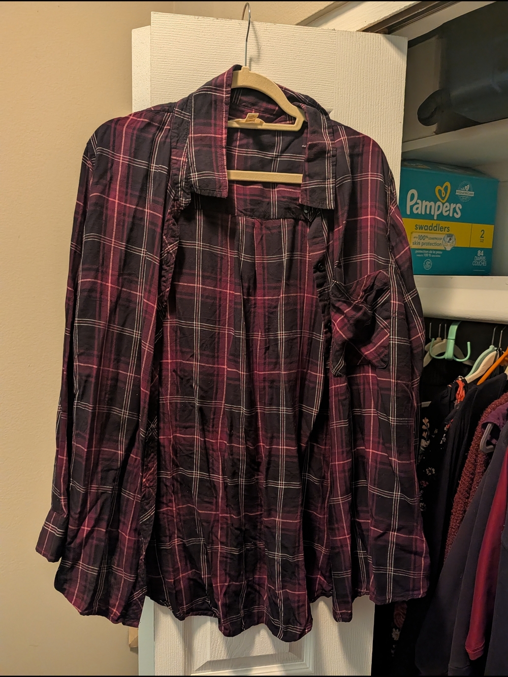 Terra & Sky Size 2x Purple Plaid Button-Up Shirt